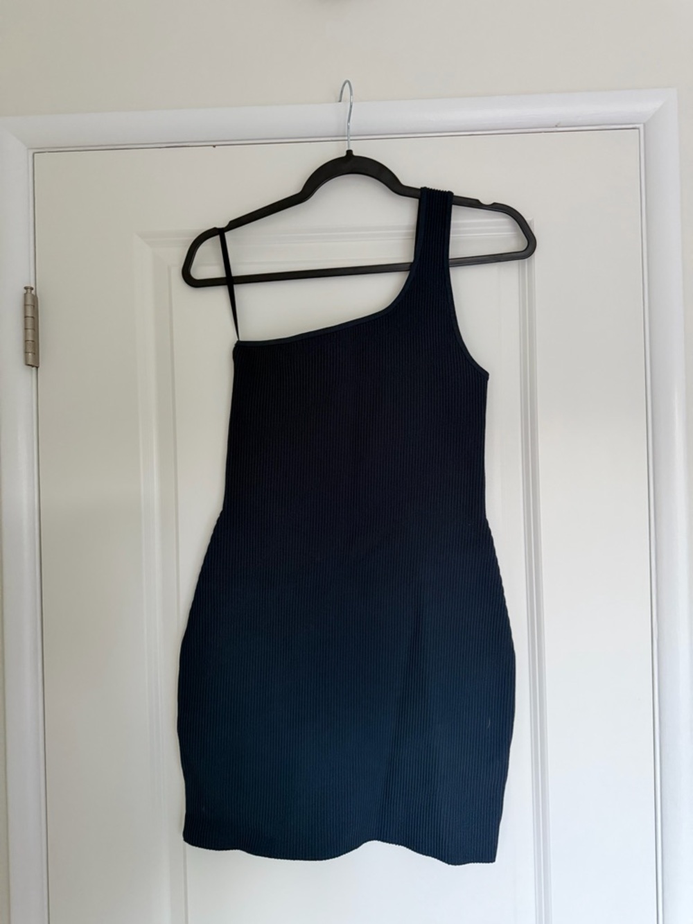Aritzia One-Shoulder Black Ribbed Dress